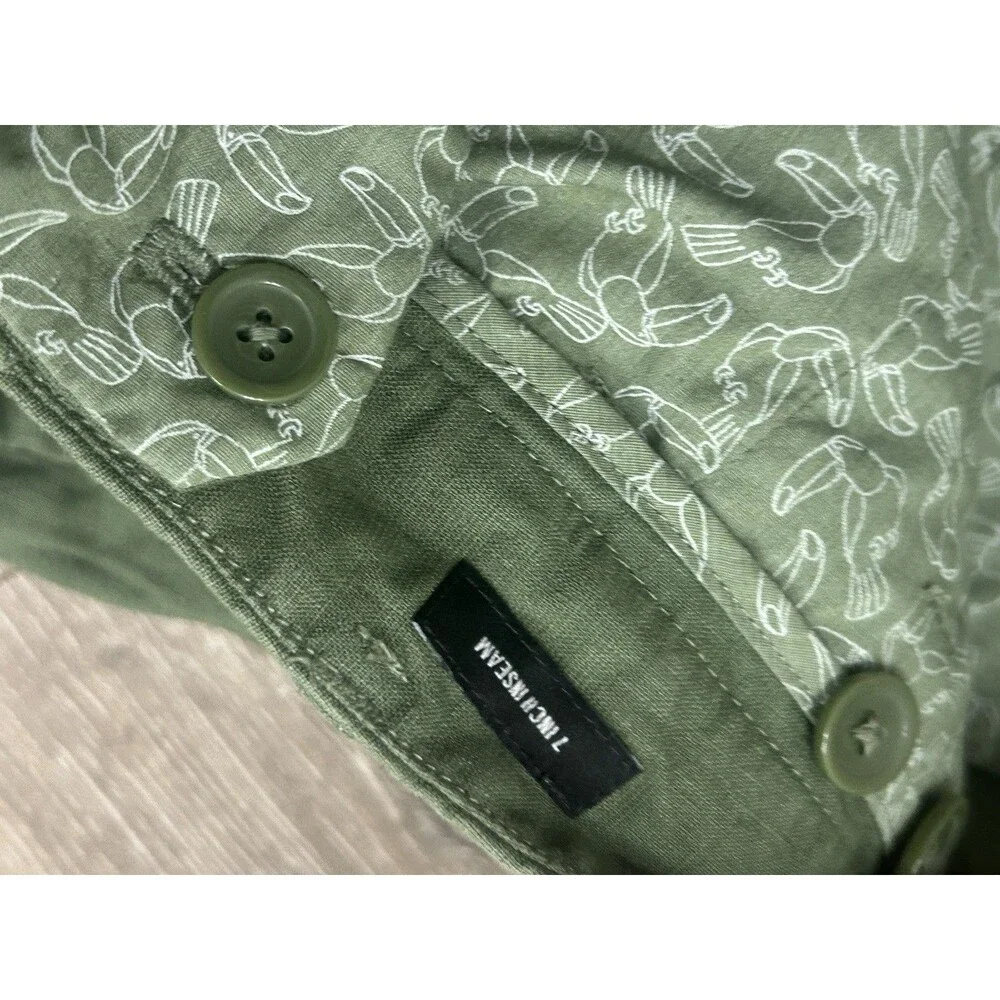 Bonobos Shorts Mens 32 Green Linen Blend Pleated 6.5”